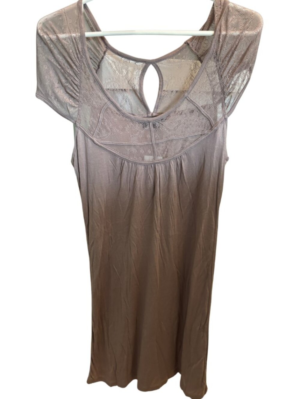 MCMBMaxAzria taupe knit lace top large L NWT